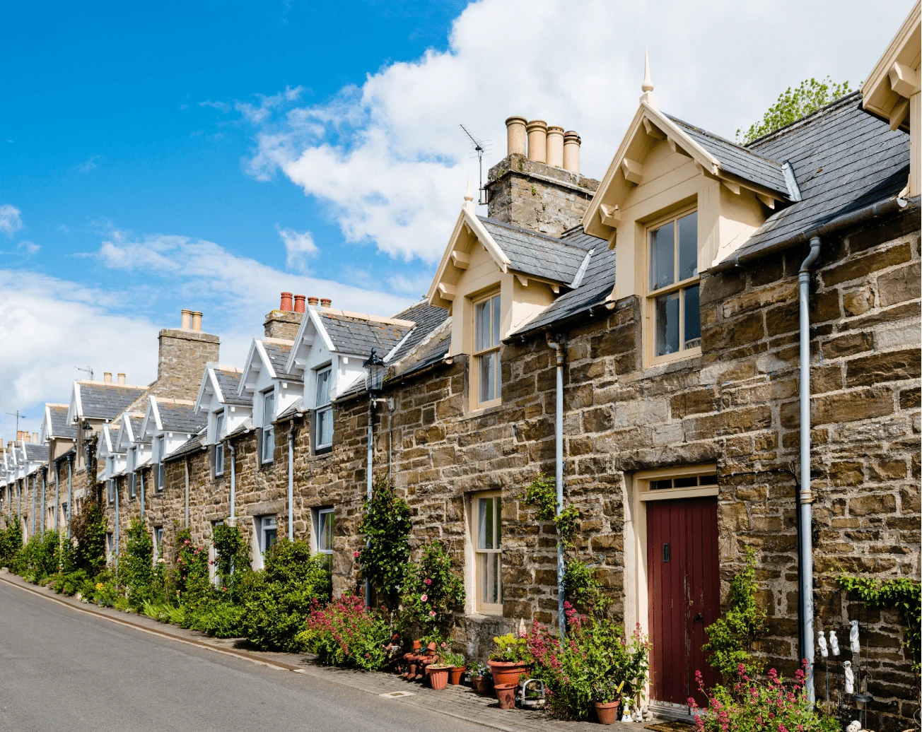 Row of houses in the sunshine